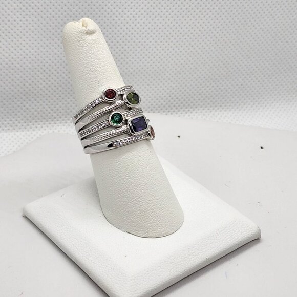LAST ONE Brand New Sterling Silver 925 Multi Colors Gemstones Ring - Picture 2 of 5